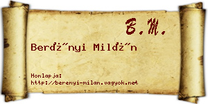 Berényi Milán névjegykártya