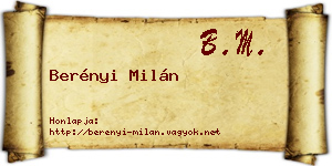 Berényi Milán névjegykártya