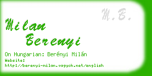 milan berenyi business card
