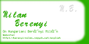 milan berenyi business card